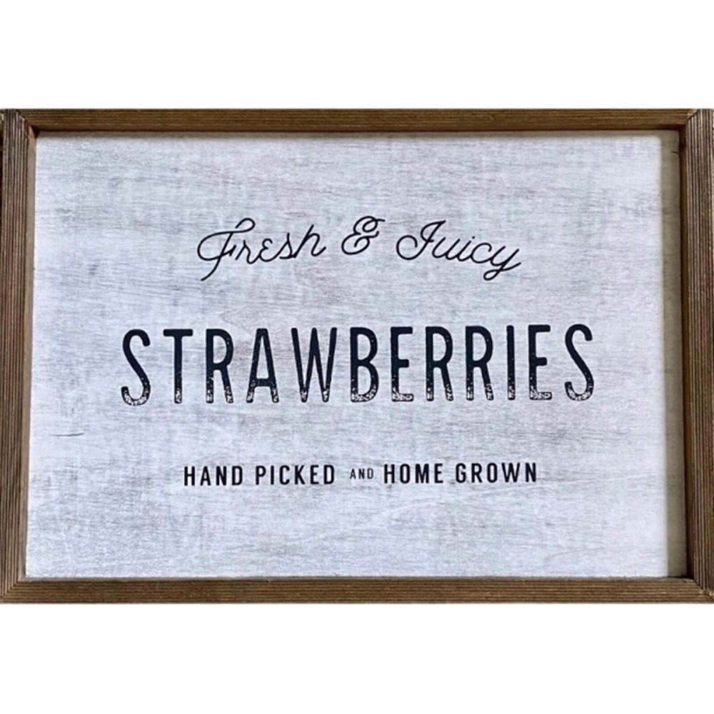 Collins Fresh Juicy Strawberries Wood Wall Decor Sign Hand Picked Home Grown